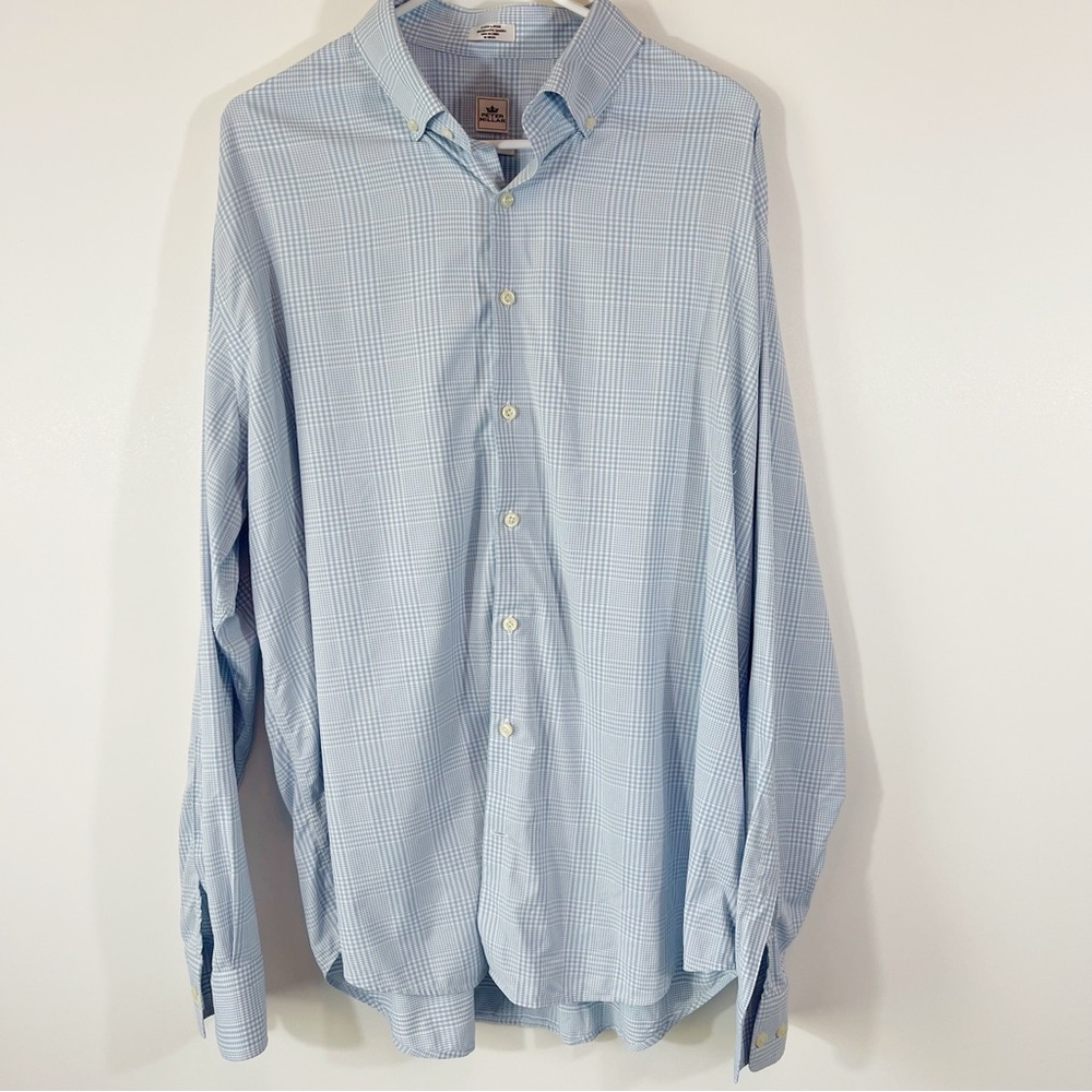 Peter Millar Crown Sport Light Blue Plaid Button Down Size XL